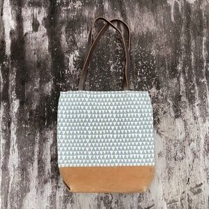 NEW bookhou tote BAG canvas + linen LEATHER strap